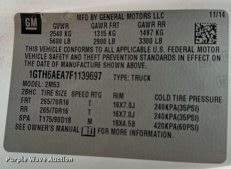 image for item NM9226 2015 GMC Canyon Ext. Cab pickup truck