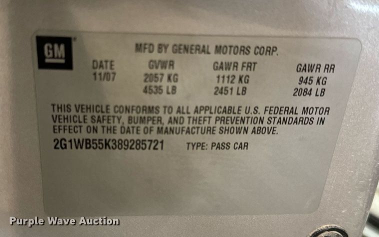 image for item NM9238 2008 Chevrolet Impala LS 