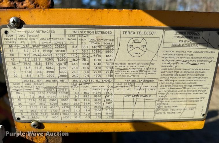 image for item NN9359 2009 Sterling  Acterra digger derrick truck