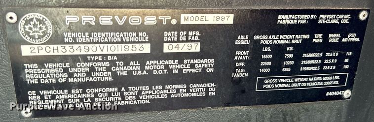 image for item NP9647 1997 Prevost H3-45 coach bus