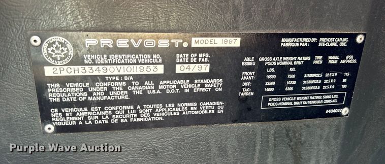 image for item NP9647 1997 Prevost H3-45 coach bus