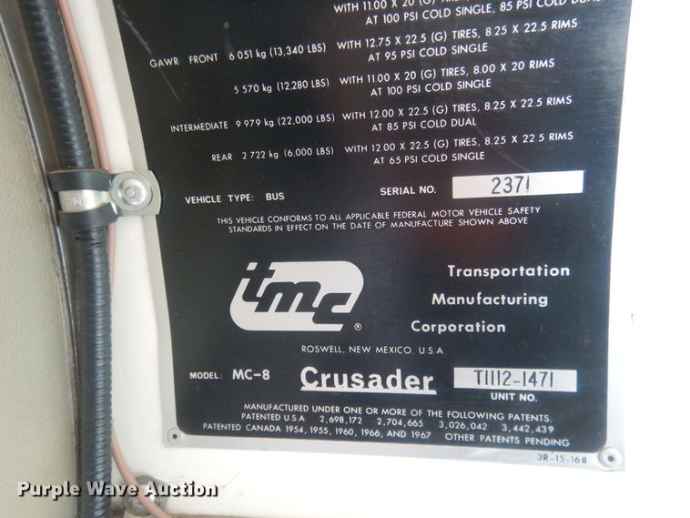 image for item NP9648 1978 Transport MFG Crusader MC 8 coach bus