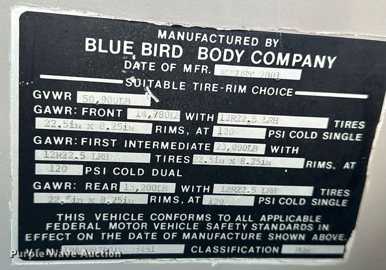 image for item NS9142 2001 Blue Bird LTC-40 coach bus