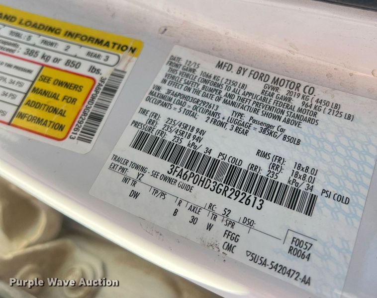 image for item OA9203 2016 Ford Fusion SE 