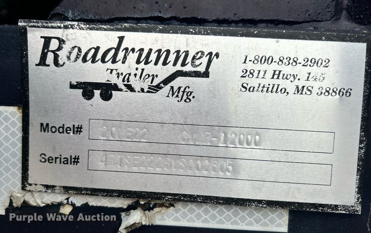 image for item OI9516 2000 Roadrunner Trailer Mfg.  20ME22 utility trailer