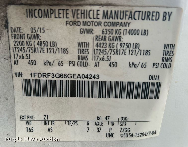 image for item OI9524 2016 Ford F350 Super Duty  box truck