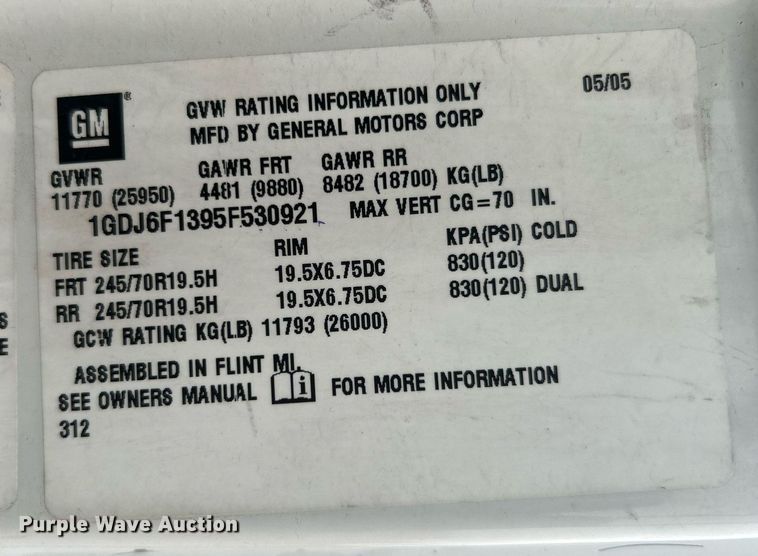 image for item OM9225 2005 GMC T6500 box truck