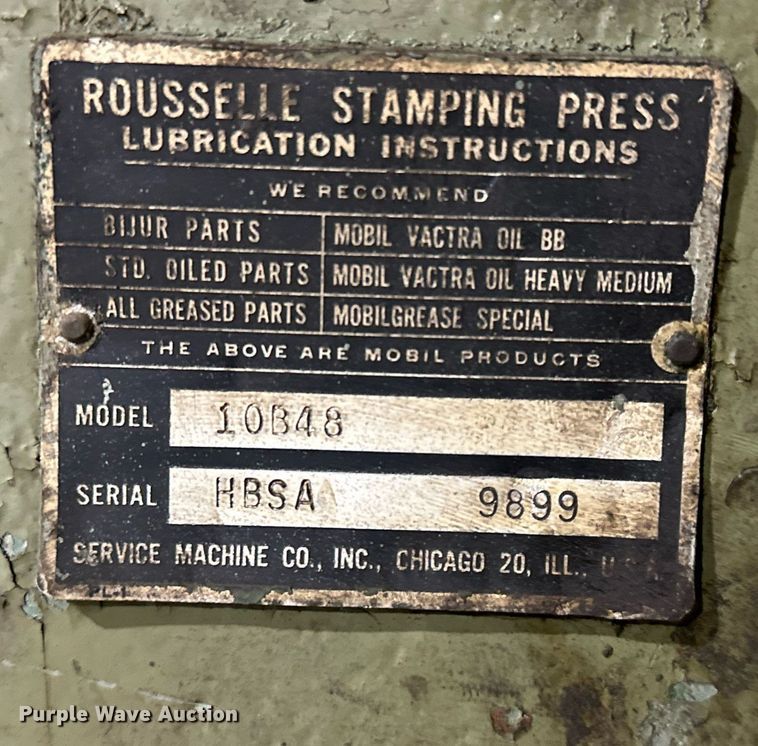 image for item OM9750 Rousselle 10B48 stamping press