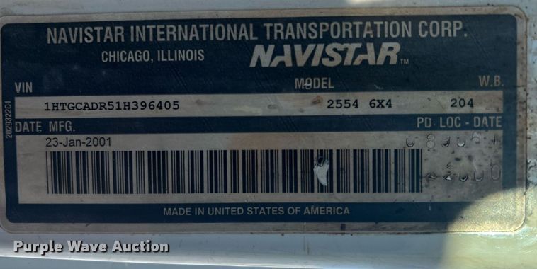 image for item DN0655 2001 International  2554 dump truck