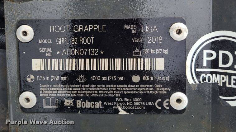 image for item DN8290 2018 Bobcat  skid steer rock grapple bucket