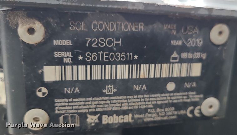 image for item DN8292 2019 Bobcat 72SCH skid steer soil conditioner