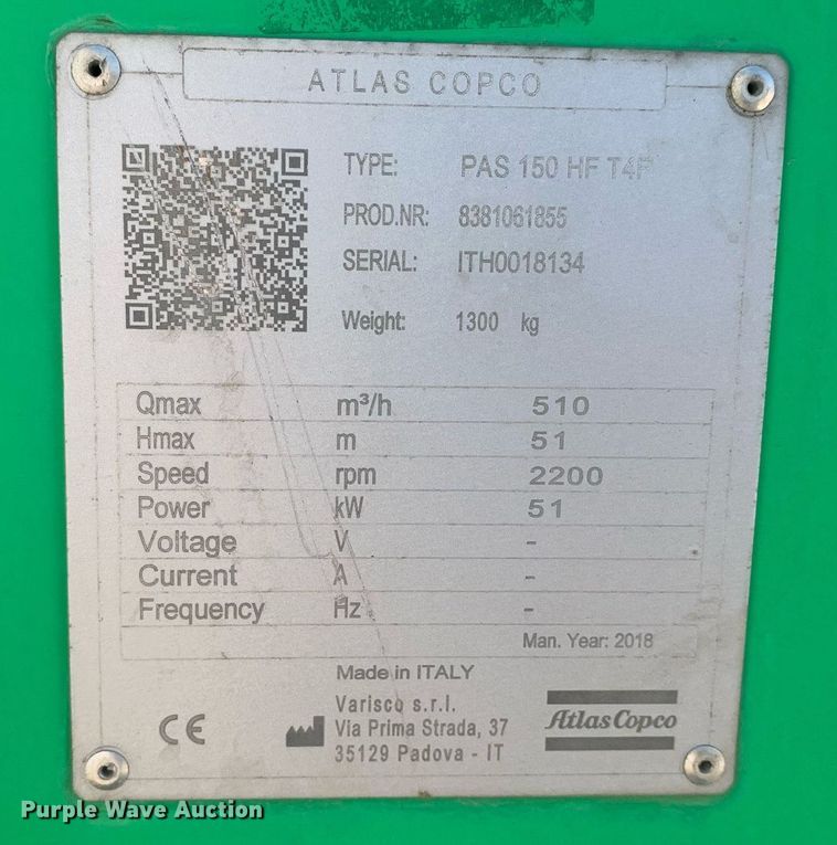 image for item DP8821 2018 Atlas Copco  centrifugal transfer pump