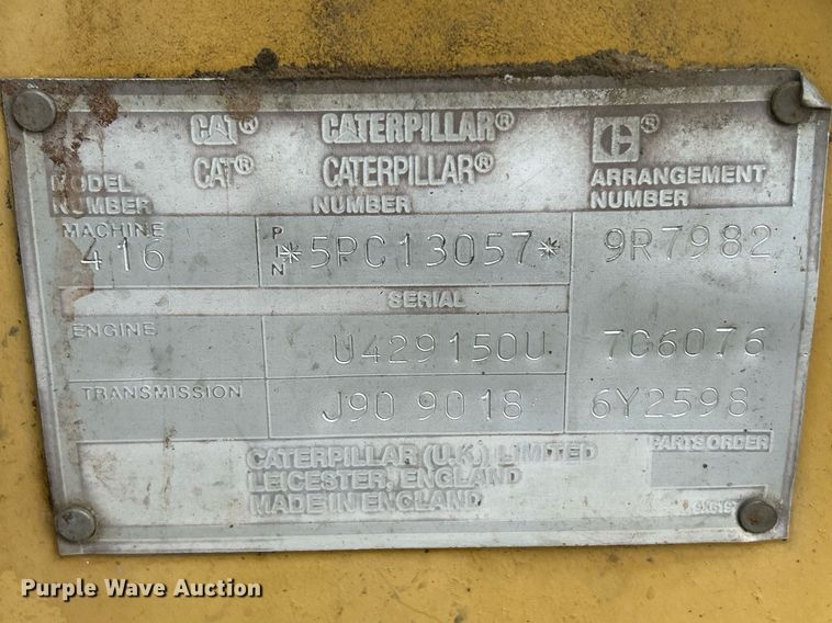 image for item DQ1085 1990 Caterpillar 416 backhoe