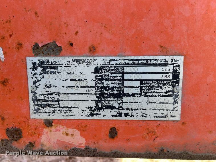 image for item DQ2354 2012 JLG 600S boom lift