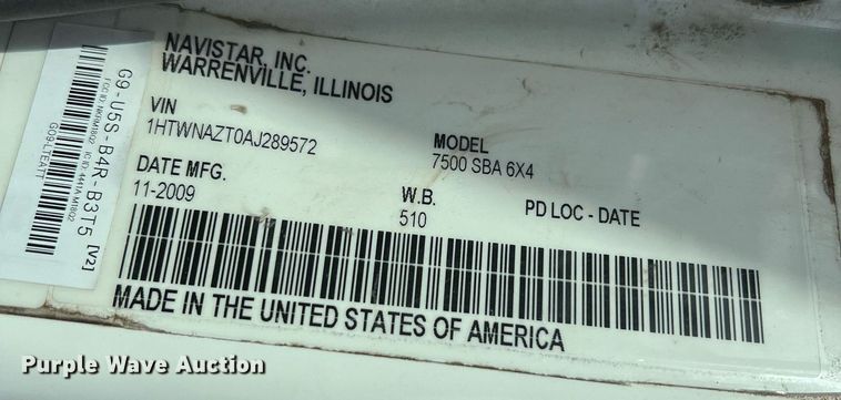 image for item DQ2357 2010 International 7500 dump truck