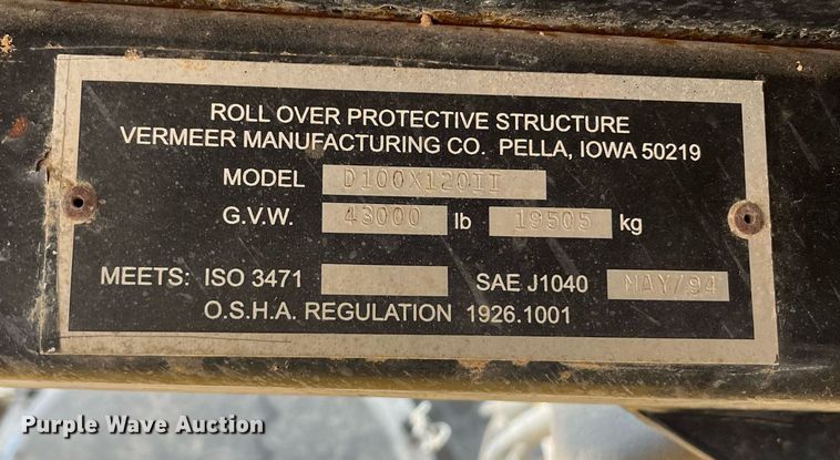 image for item EI0584 2008 Vermeer D100X120 Series II directional boring unit