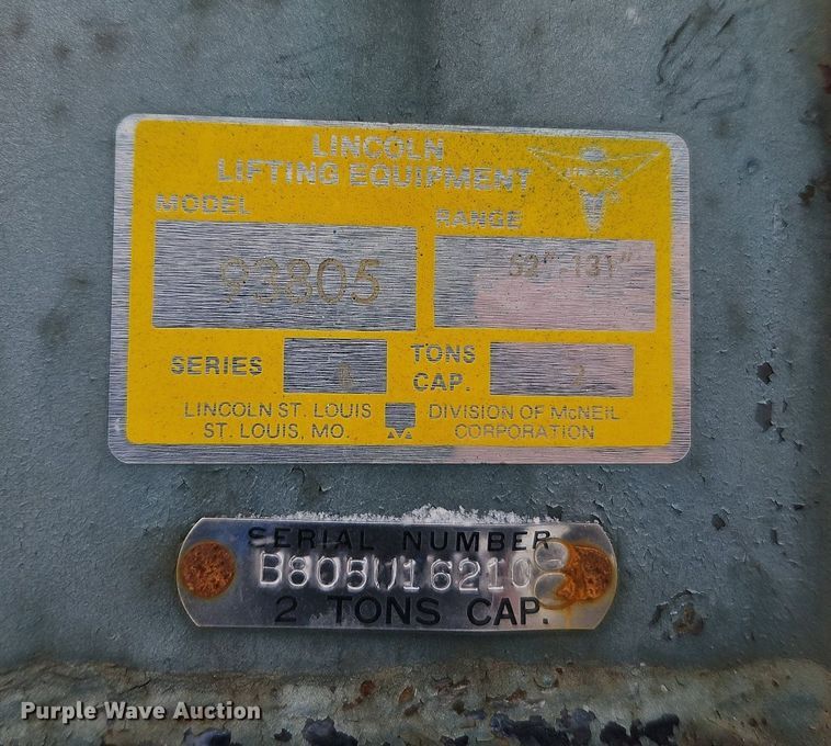 image for item LB9723 Lincoln 93805  Shop crane