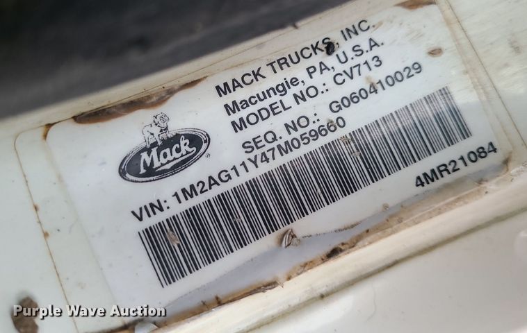 image for item LJ9503 2007 Mack CV713 dump truck