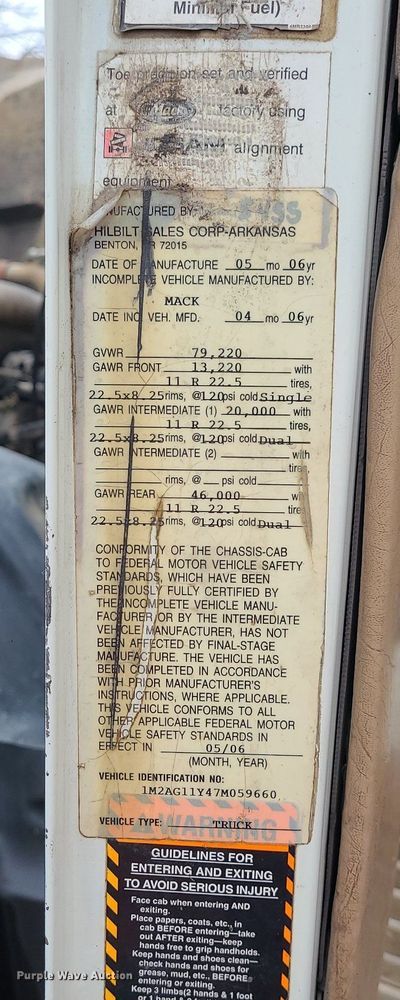 image for item LJ9503 2007 Mack CV713 dump truck