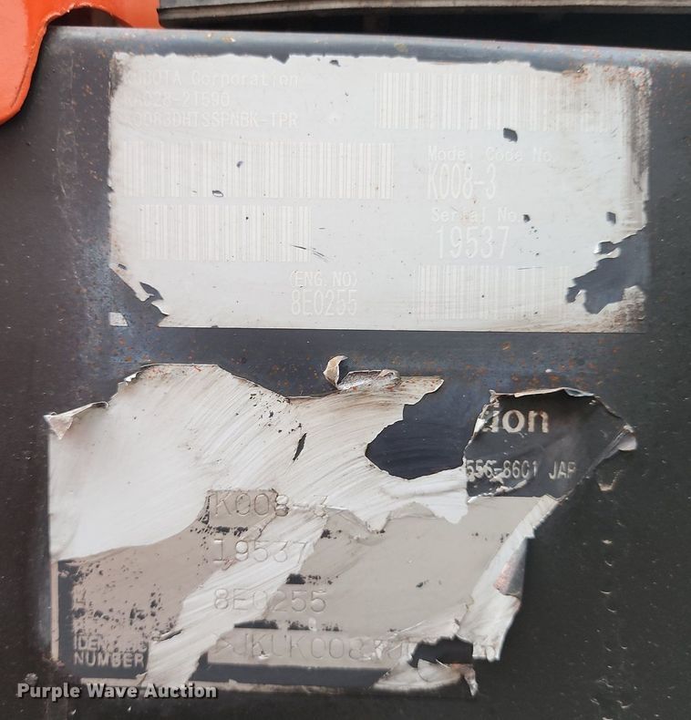 image for item LJ9508 2009 Kubota K008-3 mini excavator