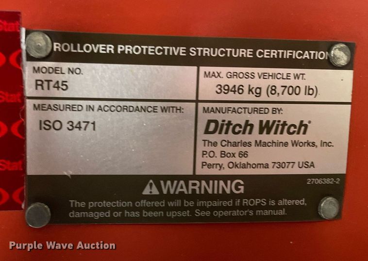 image for item LV9978 2016 Ditch Witch RT45 trencher