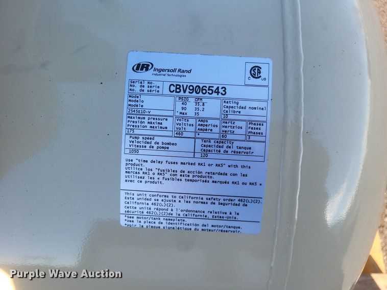 image for item MI9892 Ingersoll Rand 2545E10-V air compressor