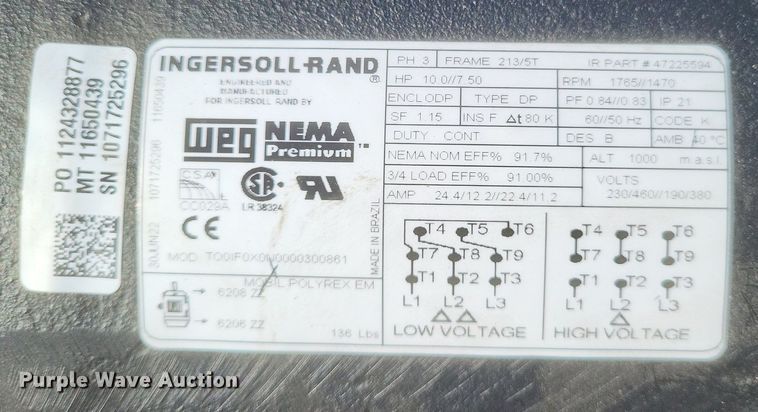 image for item MI9892 Ingersoll Rand 2545E10-V air compressor