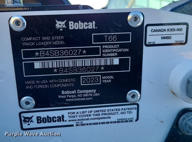 image for item MQ9576 2023 Bobcat T66 tracked skid steer loader