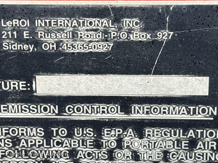 image for item NI9740 1995 LeROI Q175DJ-E air compressor