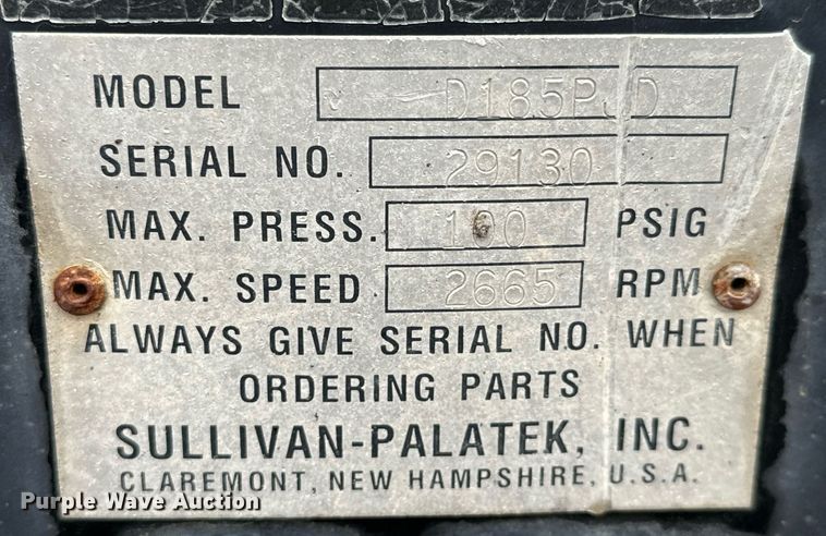 image for item NI9741 Sullivan-Palatek D185PJD air compressor