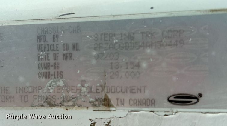 image for item OI9506 2004 Sterling  Acterra utility / service truck