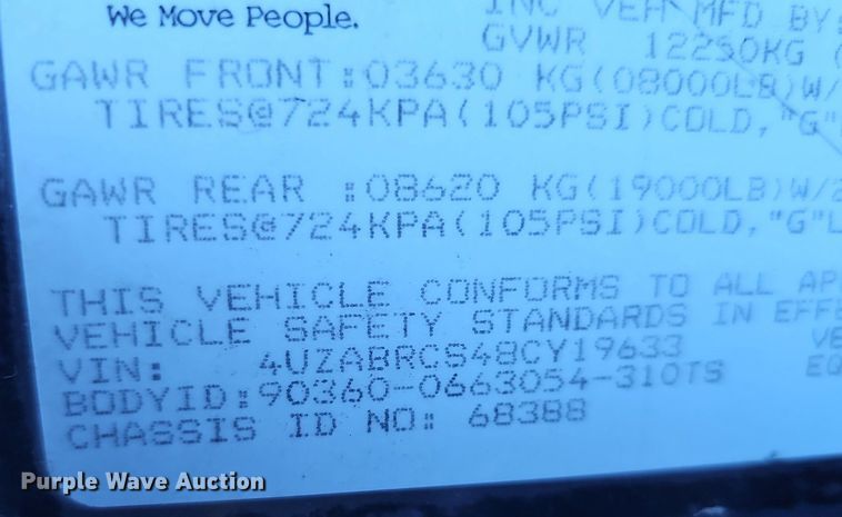 image for item DK0512 2008 Thomas Built Saf-T-Liner C2 school bus
