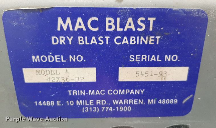 image for item DP2565 Mac Blast 4 media blast cabinet 