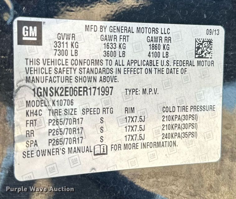 image for item JT9171 2014 Chevrolet Tahoe Police SUV