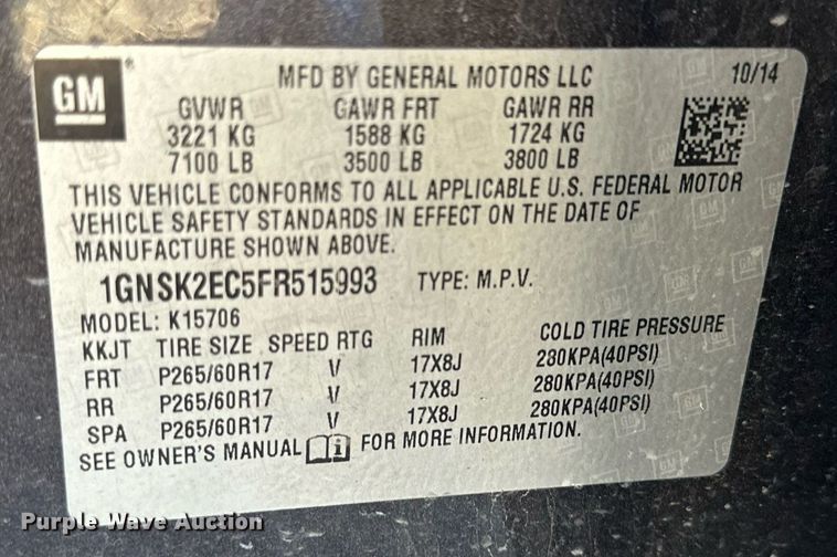 image for item JT9172 2015 Chevrolet Tahoe SUV