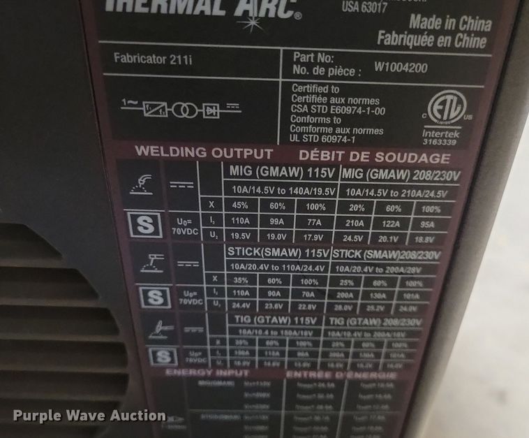 image for item LC9796 Thermal Arc Fabricator 211i welder