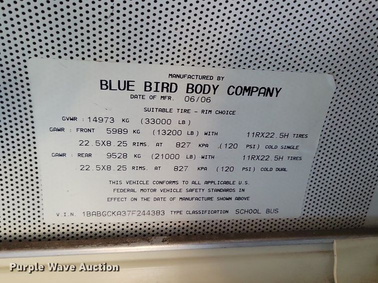 image for item LC9813 2007 Blue Bird school bus