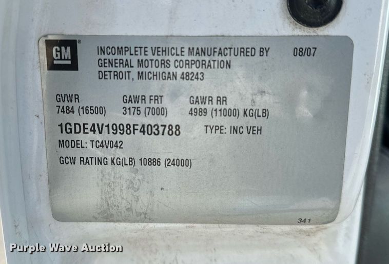 image for item LK9769 2008 GMC C4500 ambulance