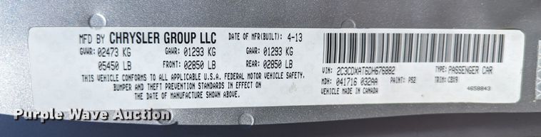 image for item LM9826 2013 Dodge Charger Police 