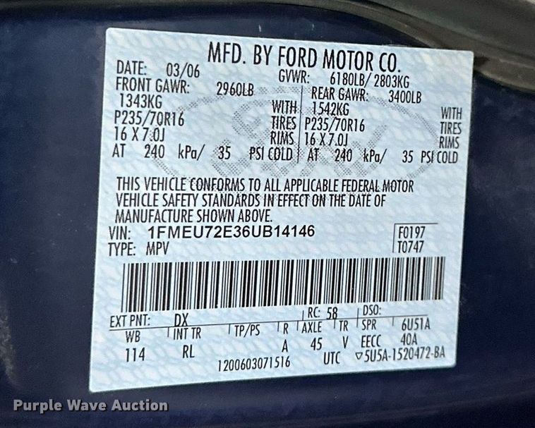 image for item LO9466 2006 Ford  Explorer SUV