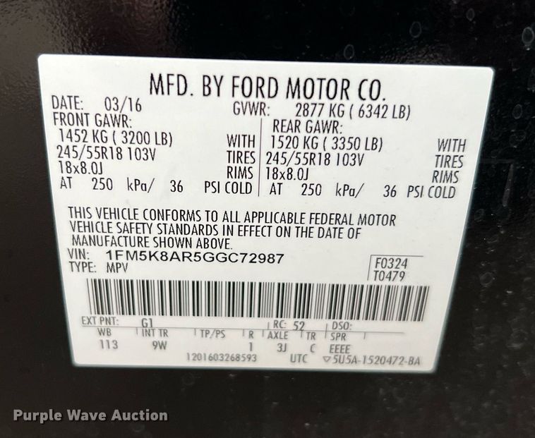 image for item MI9032 2016 Ford Explorer Police Interceptor  SUV