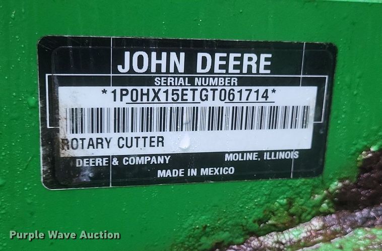 image for item MI9908 John Deere HX15 batwing rotary mower