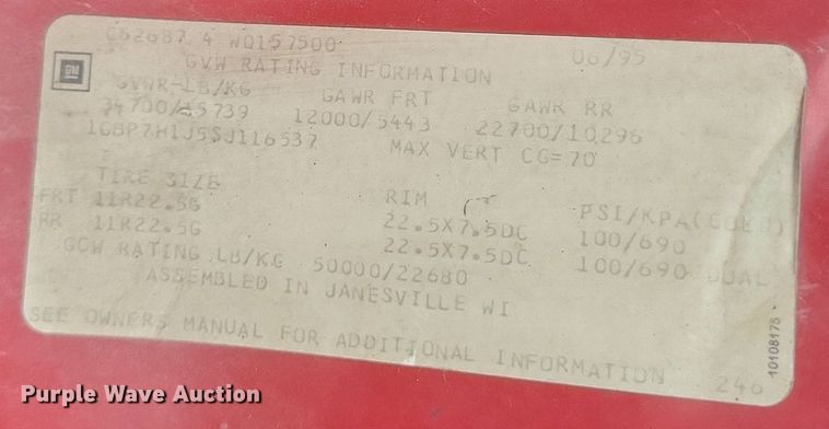 image for item MI9917 1995 Chevrolet Kodiak  dump truck