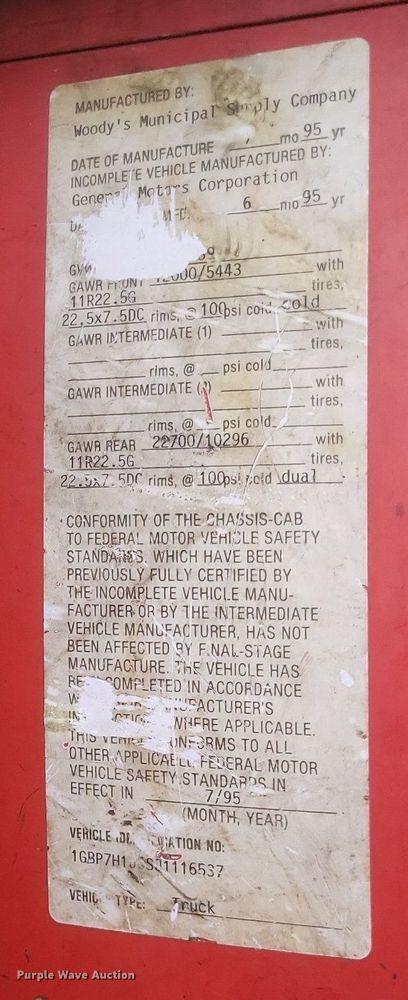 image for item MI9917 1995 Chevrolet Kodiak  dump truck