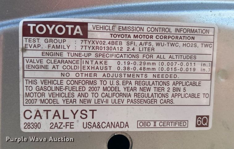 image for item NB9303 2007 Toyota  Camry 