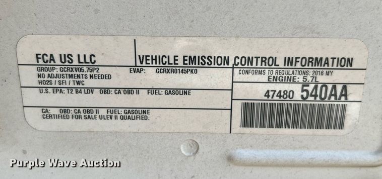 image for item NB9304 2016 Dodge Charger Police 