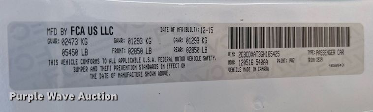 image for item NB9304 2016 Dodge Charger Police 