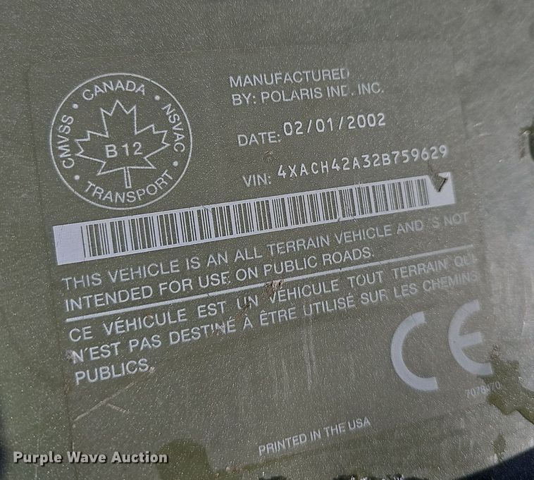 image for item NE9390 2002 Polaris Sportsman 400 ATV