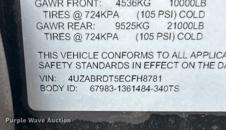 image for item NE9698 2014 Thomas Built school bus