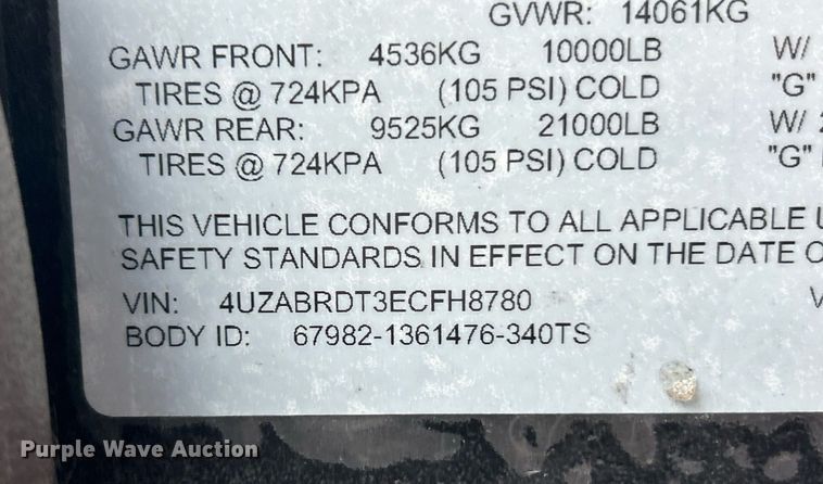 image for item NE9699 2014 Thomas Built school bus